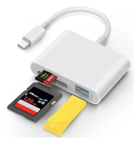Adaptador USB-C 3 En 1 Para Tarjetas SD Y Micro SD - Con Puerto USB 3.0 Para MacBook, IPad, Android