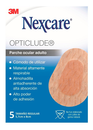 Parche Ocular Nexcare Opticlude Para Ojos Adulto X5 Unidades