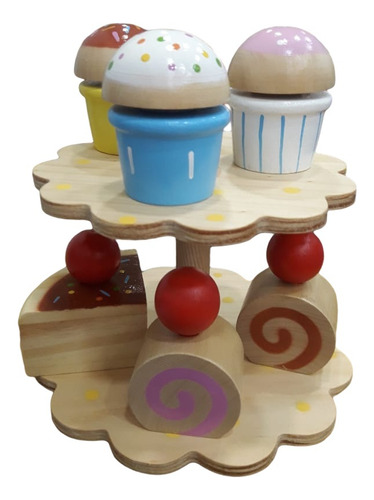 Juego Juguete Infantil Porta Cupcakes Muffins Madera