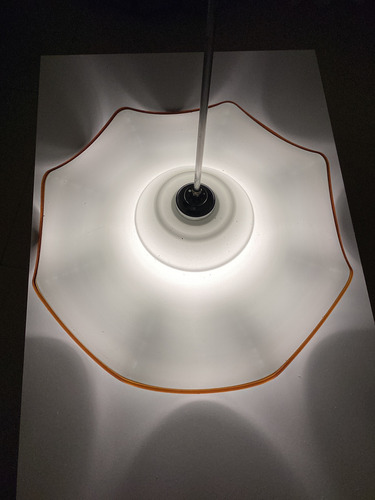 Antigua Lampara Colgante Cristal Murano Opalina 55cm Dmetro Blanco Y Marrón (Usado)