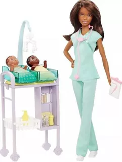 Barbie Doctora Morena Cuidados Bebe Pediatra Ref Dvg12