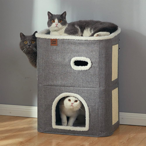 ~? Catboat Casa Para Gatos De 2 Pisos Para Cama De Gatos De 