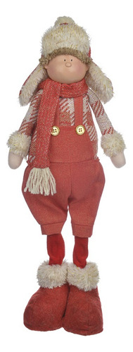 Boneco Natal Menino Em Pe C/gorro (vermelho Bege) 43cm
