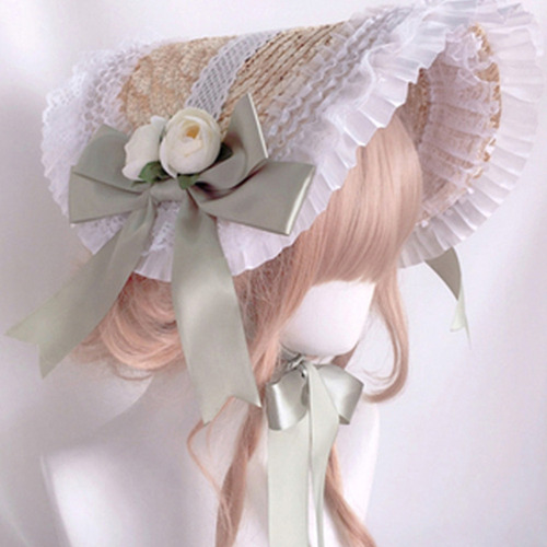 A@gift Shop Elegante Sombrero De Paja Con Parte Superior