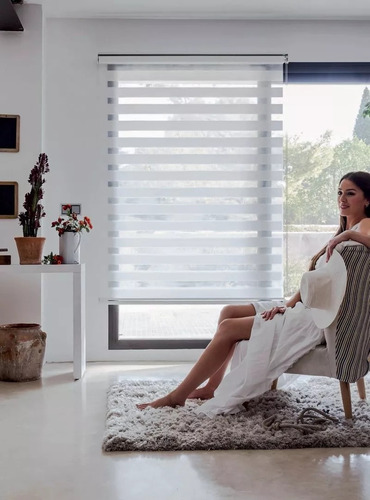 Cortina Blackout Roller Eoland 60 X 200 Blanco Persianas Liso Pvc Doble Cortinas Roler Duo Dia Y Noche Color Medida