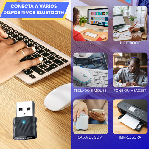 Adaptador Bluetooth 5.3 Toocki Para Pc E Notebook Windows