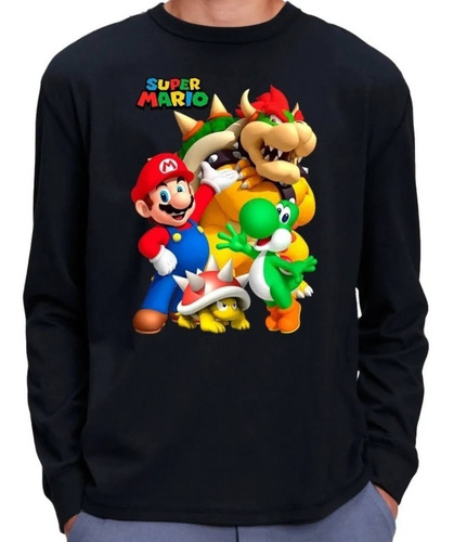 Remera Camiseta Algodón Manga Larga Súper Mario Luigi