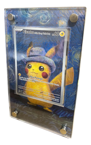 Tarjeta Pikachu Van Gogh Acrilico Base Tcg Museo Pokemon