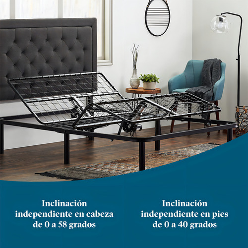 Lucid Cama Queen Size Eléctrica Ajustable - Inclinación En Cabeza Y Pies - Control Remoto Alámbrico Modelo L100