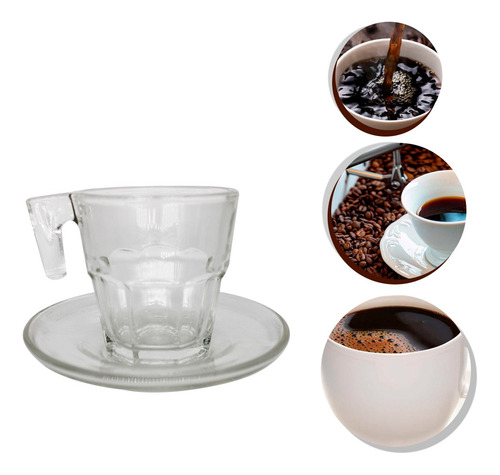 Imagem 2 de 8 de Kit 12 Peças Conjunto Xícaras Pires Café Chá 85ml Expresso