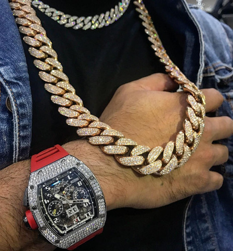 photo Cadenas Cubanas De Oro Con Diamantes cadena cubana con diamantes oro 1 299
