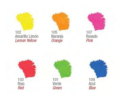 Imagen 2 de 3 de Pintura Acrílica Acrilex Neón 60ml Pack De 6 Unidades