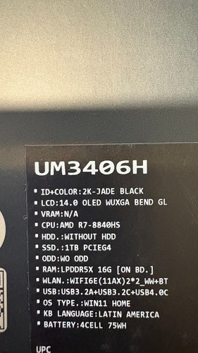 Notebook Zenbook Asus Zenbook 14 Oled Negro (Usado)