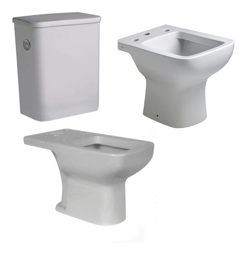 Juego Baño Ferrum Trento Inodoro Largo Deposito Dual Bidet