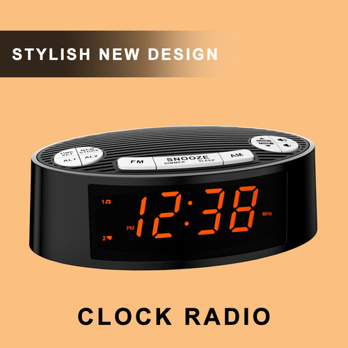Radio Reloj Despertador Fm/am Rojo Digital Led Pantalla Grande Bocina Buró Escritorio