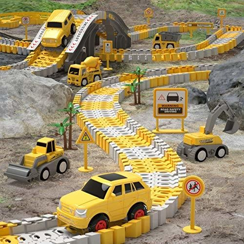 Pista De Carreras De Construcción Con 2 Autos Para Niños