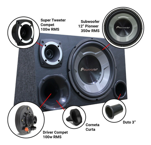 Caixa Trio Sub Pioneer Ts-w3060br + 1 Driver + 1 Tweeter Pot