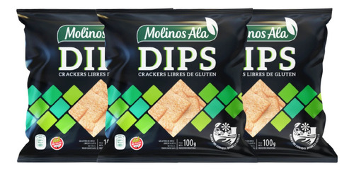 Dips Crackers Horneados Molinos Ala 100gr Sin Tacc Pack X3