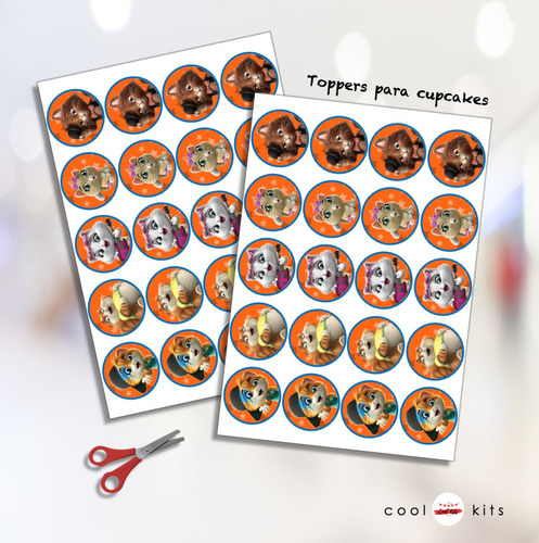 Kit Imprimible 44 Gatos Personalizado Cumpleaños Candybar