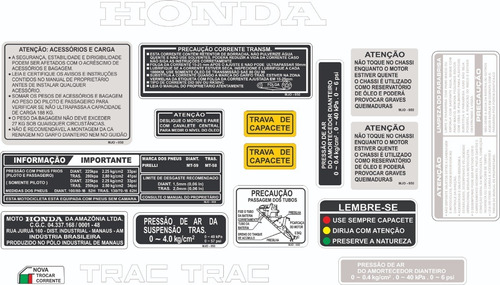 Adesivos  Advertência Honda Cbx 750 Metalizado Premium