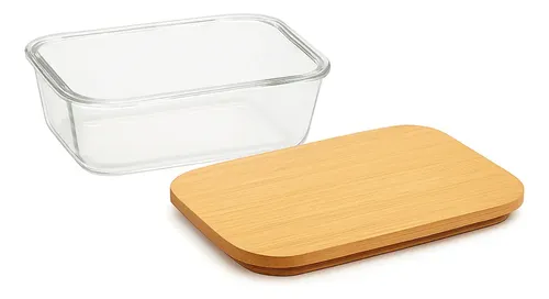 Pote Marmita Vidro Hermético Tampa Bambu Freezer 1520ml