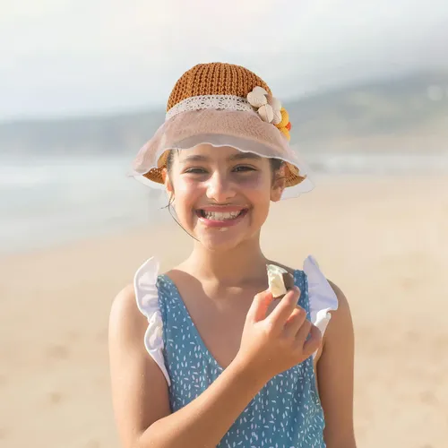 Set De Verano Para Niños – 2 Sombreros De Paja + Bolsa A Juego, Protección Solar, Talla 52-54 Cm, Color Rosa, Ideal Para Playa Y Viajes