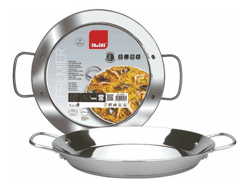 Paellera O Sarten Para Paella 40cm De Acero Inox 18/10 Ibili Color Plata