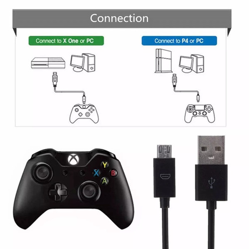 2 Cabo Usb Carregar Controle S/fio Ps4 Xbox One 3 Metros