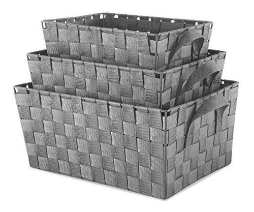 Whitmor Woven Strap Storage Baskets S-3-gray