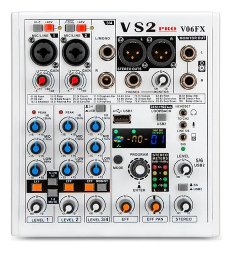 Mesa De Som Vs2pro V06fx Com Interface De Áudio 24bits 48khz