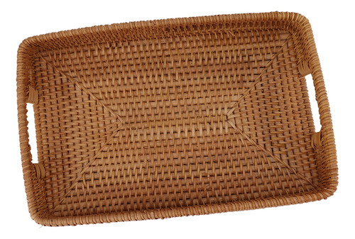 Para Cesta Para Servir Con Asas, Rectangular De Ratán,