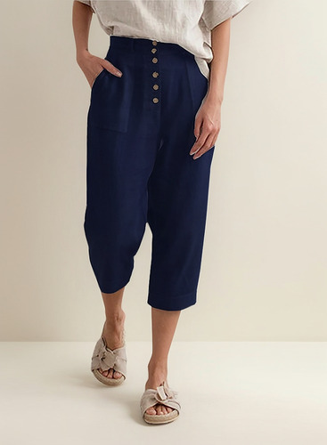 Cuna Cómoda Casual Con Bolsillo, De Lino Liso, Color Capris