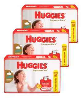 3un Pañales Huggies Supreme Care Unisex Xxxg 48un +18kg