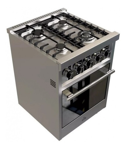Cocina Morelli Zafira 550 4 hornallas multigas plateada 220V puerta visor