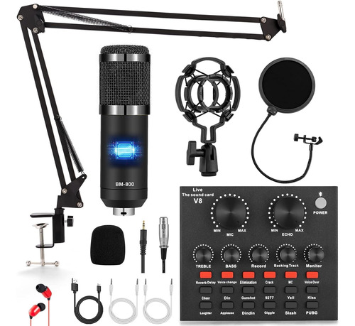 Kit De Podcast Con Interfaz De Audio Y Microfono Condensador