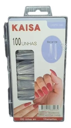 Caixa Tips Postiças Realista Unhas Bailarina Transparente 