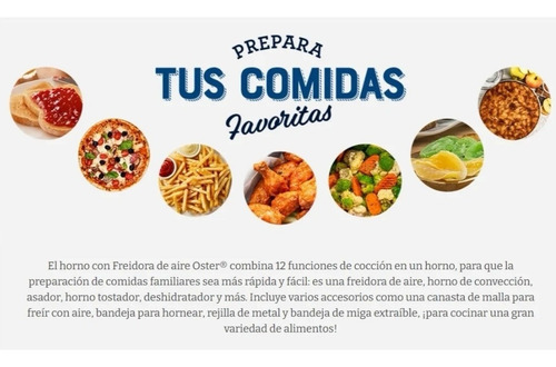 Imagen 9 de 10 de Horno + Freidora De Aire Oster 22l 12 Funciones 50% + Rapido