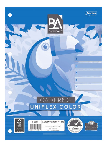 Bloco Para Fichário Universitário Uniflex Color 96 Folhas