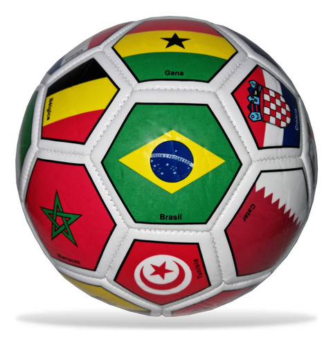 Bola De Futebol Copa Do Mundo Países Nações Tam5 Cor Branco