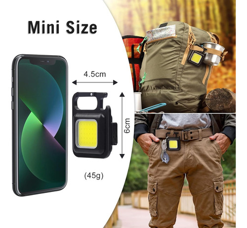 Lámpara Led Recargable Portátil ,campamento,luz De Llavero Negro Blanco