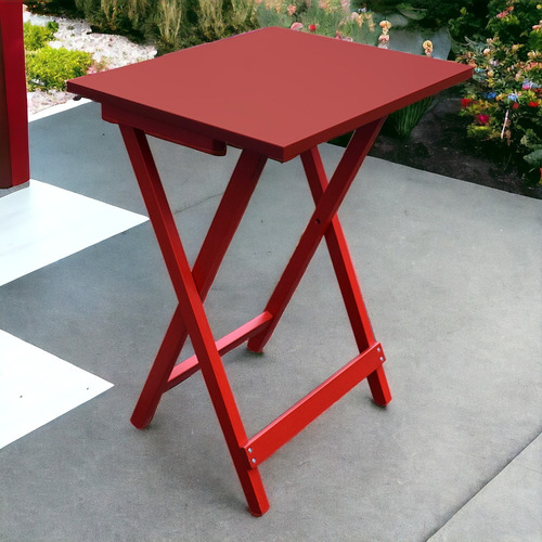 Mesa Plegable De Servicio De Madera Hogare Color Rojo