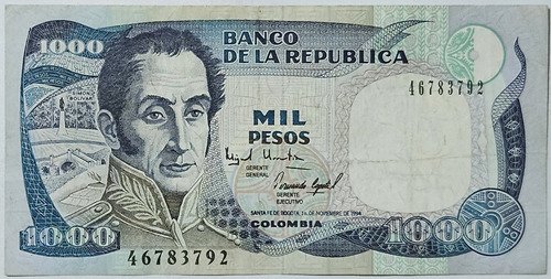 Billete 1000 Pesos 01/nov/1994 Colombia Vf