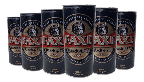 Cerveza Faxe Black 4.7% Lata 1000ml. Pack X 6