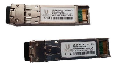 Ubiquiti Sfp+ 2 Modulos Uf-sm-10g-s Monomodo 10 Gbps 10km