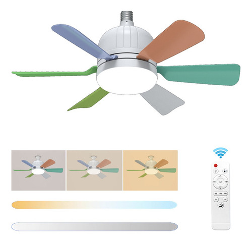 AUXTOO Ventilador De Techo Lampara Incluye Control Remoto 3 Velocidades Color Diámetro 52 Material De Las Aspas Plástico silencioso,6 Aspas Para Sala De Estar, Dormitorio,3000K-6500K Regulable