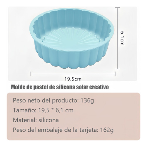 Molde De Silicón Redondo Diseño Solar Antiadherente Para Pan, Gelatinas Y Pasteles 2 Pzs