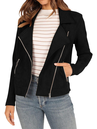 Chaqueta De Moto De Gamuza Sintética De Otoño A La Moda Para