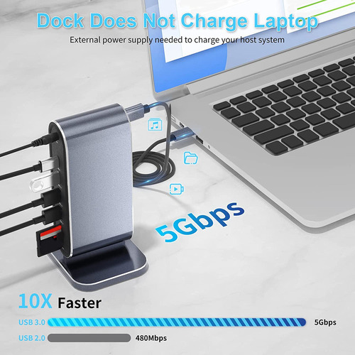 A F Estação Encaixe Usb C 12 Em 1, Tela Para Laptop Usb C