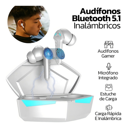 Audifonos Blutothoth Gamer 5.1 Audífonos A Prueba De Agua Color Blanco Blanco