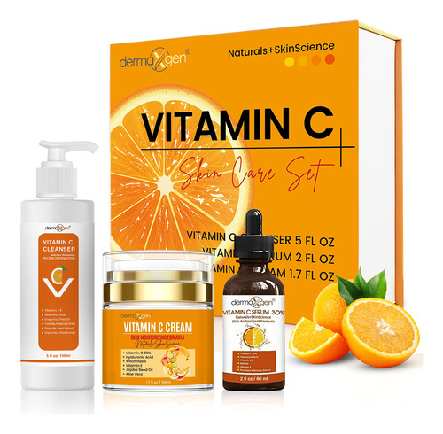 Dermaxgen Kit Completo De Cuidado Facial Con Vitamina C, Pie